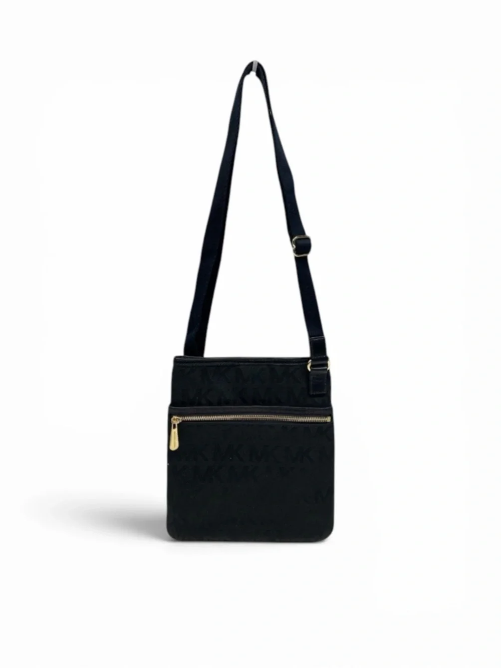 Michael Kors Black Nylon Logo Crossbody Gold Zip